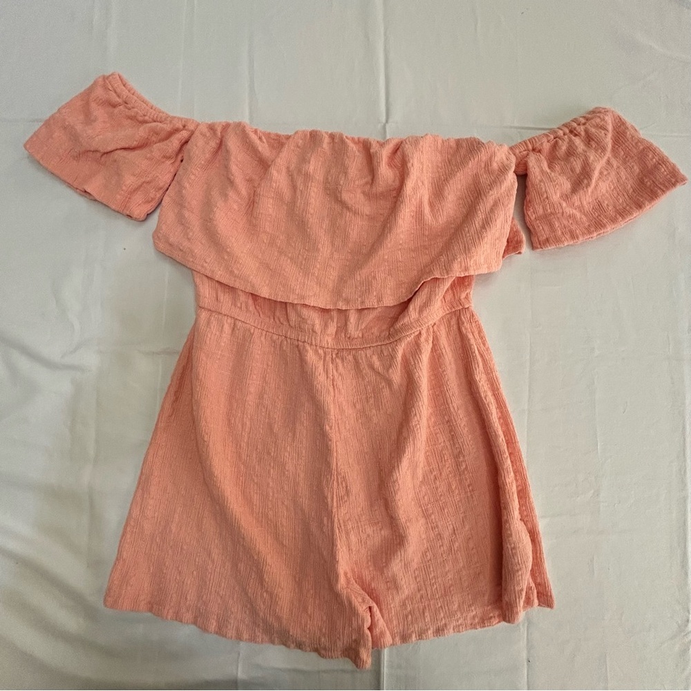 Roxy Off Shoulder Romper‎ Medium Peach Boho Summer One Piece Festival Beachwear